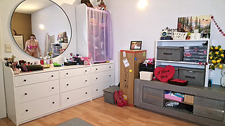 Stepdaughter Cleans in Tiny Outfit