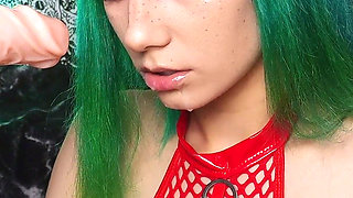 Alt Girl Vasya Sylvia Gives a Sex Machine a Deep Blowjob, Ending with a Creampie in Her Mouth!