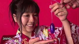 Chiharus Sexy Kimono Threesome Sparks Steamy Creampie Blowjob