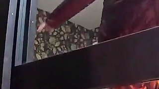 Red Nylon Jumpsuit Fetish Cameltoe Tease, Deep Blowjob and Cum on My Downjacket