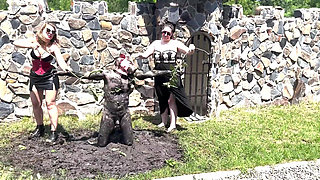 Piggy Humiliation in Mud, Playing with Nettles and Licking Our Feet Nice and Clean