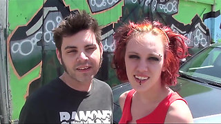 Amateur redhead take a big cock