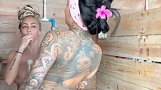 Public Naked Shower - Curvy Booty