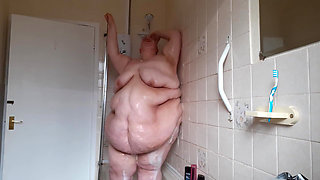 SSBBW Lady Brads shower & belly jiggles