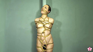 Slave Mila Tightly Tied in Orgasm Torment with Rope Bondage and Bound Orgasms