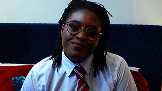 Naughty Student Oshun mocks your small cock!