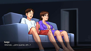 I found my stepson masturbating so I helped him with my tits - Summertime saga