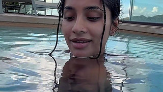 Busty India Gives an Amazing Blowjob in the Hotel Pool to Everyone's Glass- Yasmina Khan