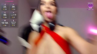 Teen in Lingerie Squeezes Thick Jets of Milk from Her Big Tits, Soaking Face in Sticky Cas