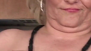 Blonde BBW Granny Maleena Rubs Her Unshaved Pussy on Camera