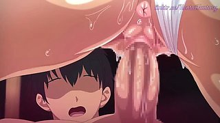 Horny Anime Babe Gives Blowjob and Takes Creampie After Workout