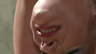 Amateur slave bdsm while hogtied upside down
