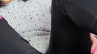 (686) Nylon Footjob in Black Pantyhose and Wetlook Leggings - Dame Olga (4k)