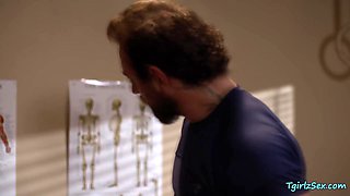 Busty Blonde Shemale Gets Passionate Massage and Hardcore Sex