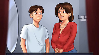 Summertime saga: stepmom kisses her stepson in the common room ep 40