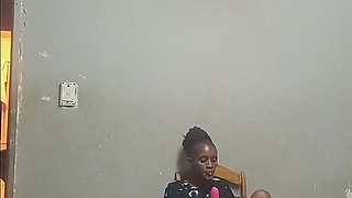 Hot Whore Play with Pussy & Vibrator on Chair in Purple High Heels