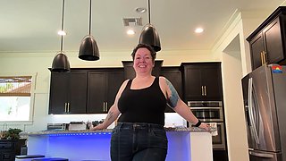 NIKKISFETISHES Curvy brunette teases in kitchen