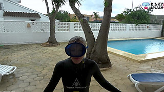 Flooded Mask Dishwashing in Wetsuit & Heels - Wet Mess Fun