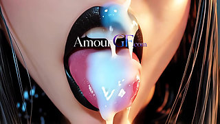 AI cartoon mouths flooded cumshot after cumshot, faces covered and dripping