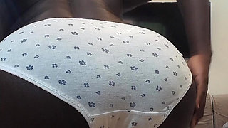 German mom plays with her creamy fat black pussy on camera and licks her pussy juices from her dirty panties