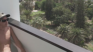 Sexy Horny Wife Comes Out on Balcony and Drops Her Towel for a 9 Inch Dick and Doesn't Care if She's Seen