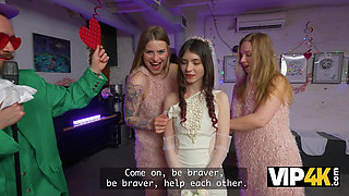 VIP4K. Will the Groom guess where his Bride's Boobs are?