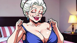 Ai Old Women in Bedroom Teasing and Flashing Tits