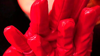 Fur fetish and long leather gloves pin up MILF
