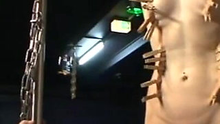Hanging out pussy pinching humiliates