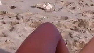 Sandy beach sex with nice anal whore