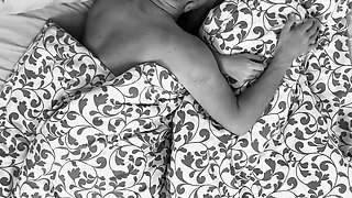 Overhead Night Cam MILF - Real Amateur Couple in Black and White with Loud Female Orgasm