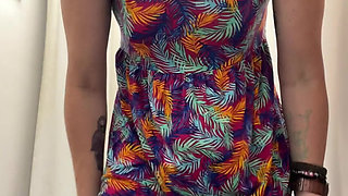 Striptease in a Shop as I Get Naked to Try on Dresses and a Bikini Top