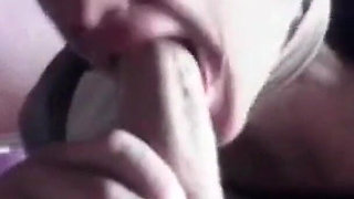 Second View of a MILF Hooded in Nylon, Blindfolded with Duct Tape, Facialized, and Cummed in Mouth