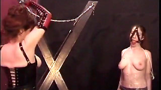 Bound reprobate babe is taught a dirty lesson
