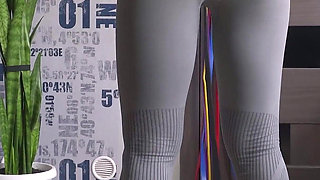 Fit MILF Teases Visible Panty Lines in Tights