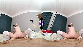 Virtual reality sex with pale teen Dakota Doll in doggy style