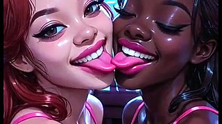 Beautiful Lesbians Tongue and Kiss Fetish, Ai Animation