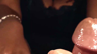 First Footjob on the Withered Dick but the Dick Suddenly Gets Hard