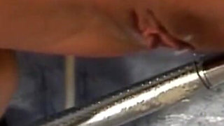 Hot Redhead Got Her Pussy Stretched with Cock and Dildo in the Bathroom