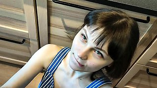 Hot and Intense Sex in the Kitchen with a Cute Horny
