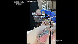 camera is peeping. waxing of a male cock and ass #93