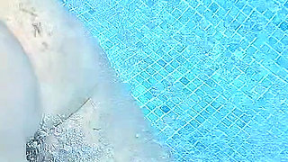 Nude Pool Tease and Masturbation While He Watches