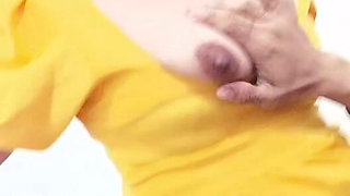 Busty MILF in Yellow Dressed Takes a Hot Riding Position with Her Husband's Friend