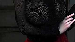 3D Horny Slut Babe Teasing the Old Big Dick Stranger to Fuck Her Pussy