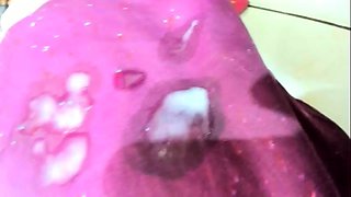 Tattood shemale tranny plays with ass during masturbation