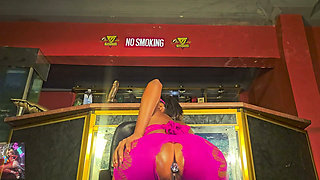 Club Girl Spreads Oiled Ass in Pink Lingerie - POV View