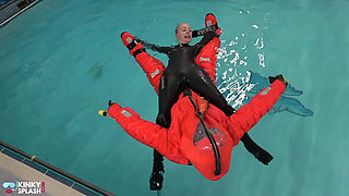 Human Life Raft - Inflated Suit Slave Pool Domination
