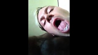 Amateur White Guy Sucks a Big Black Cock