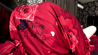 Dark Staircase Seduction. Shiny Long Jacket, Under Sheet Sex and Double Cum Finish