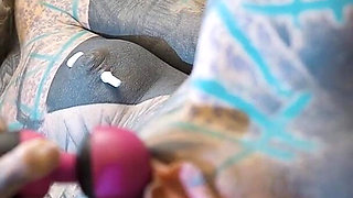 Roadtrip Tattooed Girl Fucks a Girl Anal with a Big Toys in Vintage Talbot Express